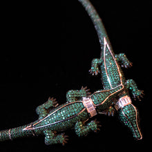 Load image into Gallery viewer, A HIGHLY DETAILED DIAMANTÉ GREEN ALLIGATOR NECKLACE