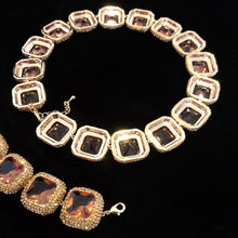 Load image into Gallery viewer, AN INTRIGUING SQUARE CRYSTAL LOZENGE CHOKER AND BRACELET