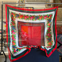 Load image into Gallery viewer, A GIANT SIZE YSL FLORAL STRIPE SCARF FROM 1986.