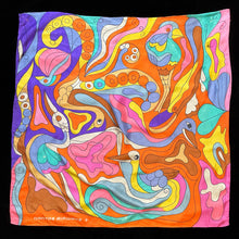 Load image into Gallery viewer, A 1970s QANTAS SCARF FEATURING A PSYCHEDELIC BIRDS PRINT