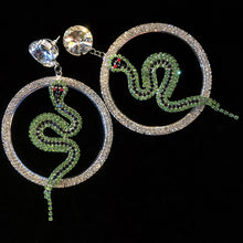 Load image into Gallery viewer, SPECTACULAR DIAMANTÉ SNAKE HOOP EARRINGS