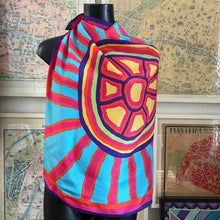 Load image into Gallery viewer, A TURTLE SUN DESIGN SILK SCARF BY JIMMY PIKE.
