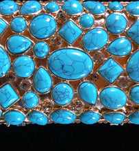 Load image into Gallery viewer, A GOLD AND TURQUOISE BEADED FANTASY CLUTCH
