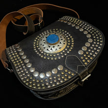 Load image into Gallery viewer, A HAND CRAFTED WESTERN STYLE STUDDED BAG WITH BLUE JEWEL