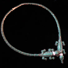 Load image into Gallery viewer, A HIGHLY DETAILED DIAMANTÉ GREEN ALLIGATOR NECKLACE