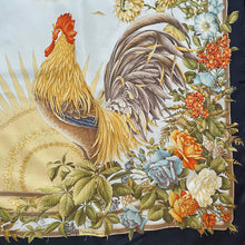 Load image into Gallery viewer, A 1990s COCKEREL PRINT SILK SCARF BY SALVATORE FERRAGAMO