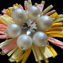 Load image into Gallery viewer, RAFFIA FLOWER EARRINGS WITH BEADED CENTRES