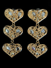 Load image into Gallery viewer, SPECTACULAR JEWELLED THREE HEART EARRINGS