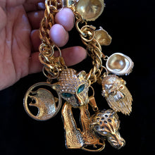 Load image into Gallery viewer, A SUBSTANTIAL GILT CAT THEMED CHARM BRACELET