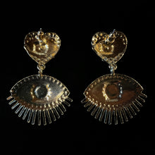 Load image into Gallery viewer, ENAMELLED DOUBLE EYE DROP EARRINGS