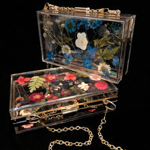 Load image into Gallery viewer, A PERSPEX CLUTCH WITH ENCASED WILD FLOWERS