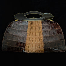 Load image into Gallery viewer, A 1960s HIGH QUALITY CROCODILE HANDBAG, WITH MODERNIST FRAME

