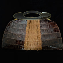 Load image into Gallery viewer, A 1960s HIGH QUALITY CROCODILE HANDBAG, WITH MODERNIST FRAME