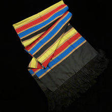 Load image into Gallery viewer, A QUALITY BANDED SILK TAFFETA FRINGED SCARF