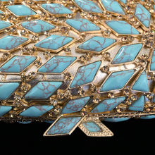 Load image into Gallery viewer, A LARGE DIAMANTÉ AND FAUX TURQUOISE FANTASY PURSE
