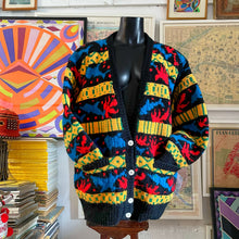 Load image into Gallery viewer, A 1980s JENNY KEE CARDIGAN WITH DOLPHINS AND WARATAH