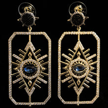 Load image into Gallery viewer, A QUALITY PAIR OF RECTANGULAR TITANIUM EYE EARRINGS