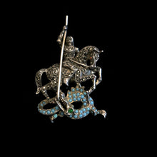 Load image into Gallery viewer, A SILVER MARCASITE ST GEORGE AND THE DRAGON BROOCH