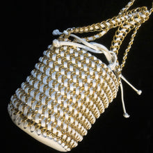 Load image into Gallery viewer, A WOVEN WHITE PVC AND GILT CHAIN BUCKET BAG