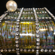 Load image into Gallery viewer, AN UNUSAL POLYTHENE AND RHINESTONE BAG WITH PEARLS