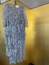 Load image into Gallery viewer, A LATE 70s ZANDRA RHODES GREY SILK DRESS
