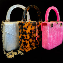 Load image into Gallery viewer, A MARBLED LUCITE MINI ATTACHÉ WITH GOLD FITTINGS