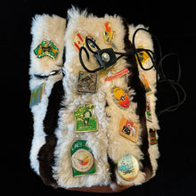 Load image into Gallery viewer, A 1980s KANGAROO SKIN POUCH DECORATED WITH TOURIST BADGES FROM THE N.T.