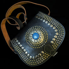 Load image into Gallery viewer, A HAND CRAFTED WESTERN STYLE STUDDED BAG WITH BLUE JEWEL