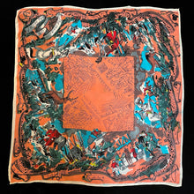 Load image into Gallery viewer, A CHARMING PURE SILK 1940s FOX AND HOUNDS SCARF