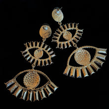 Load image into Gallery viewer, GIANT SIZE MULTICOLOURED DOUBLE EYE EARRINGS