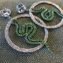Load image into Gallery viewer, SPECTACULAR DIAMANTÉ SNAKE HOOP EARRINGS