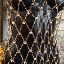 Load image into Gallery viewer, A CHAIN MESH LATTICE SINGLET WITH PEARLS