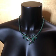 Load image into Gallery viewer, A HIGHLY DETAILED DIAMANTÉ GREEN ALLIGATOR NECKLACE