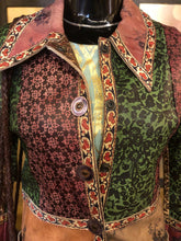 Load image into Gallery viewer, AN INCREDIBLE SMALL SIZE HAND PRINTED LEATHER 70s BOHEMIAN COAT