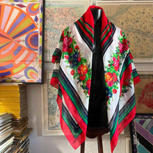 Load image into Gallery viewer, A GIANT SIZE YSL FLORAL STRIPE SCARF FROM 1986.