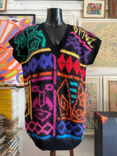 Load image into Gallery viewer, A 1980s MASKS DESIGN MOHAIR KNIT VEST BY JENNY KEE.
