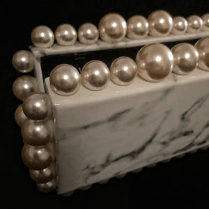 MARBLED CLUTCH WITH JUMBO PEARLS