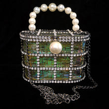 Load image into Gallery viewer, AN UNUSAL POLYTHENE AND RHINESTONE BAG WITH PEARLS

