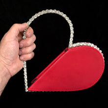 Load image into Gallery viewer, UNUSUAL SPLICED HEART SHAPED  BAG WITH RHINESTONES
