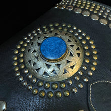 Load image into Gallery viewer, A HAND CRAFTED WESTERN STYLE STUDDED BAG WITH BLUE JEWEL
