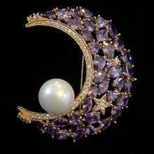 Load image into Gallery viewer, A LAVENDER MOON CRYSTAL SET BROOCH
