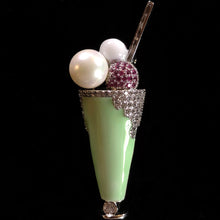 Load image into Gallery viewer, A PETITE COCKTAIL BROOCH WITH DIAMANTÉ AND PEARL
