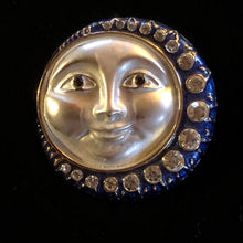 Load image into Gallery viewer, A PETITE SILVERY MAN IN THE MOON BROOCH WITH DIAMANTÉ

