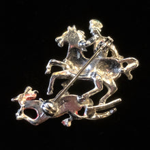 Load image into Gallery viewer, PETITE MARCASITE KING GEORGE AND THE DRAGON VINTAGE BROOCH
