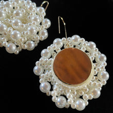 Load image into Gallery viewer, PEARL CLUSTER DISC EARRINGS
