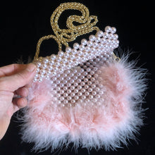 Load image into Gallery viewer, PINK PEARL BAG WITH MARIBOU
