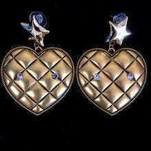 Load image into Gallery viewer, QUILTED GILT HEART EARRINGS
