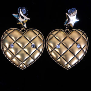 QUILTED GILT HEART EARRINGS