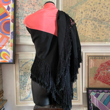 Load image into Gallery viewer, AN EDWARDIAN FRINGED SILK SHAWL IN SALMON PINK AND BLACK
