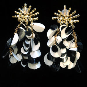 BLACK AND WHITE SEQUIN CASCADE EARRINGS